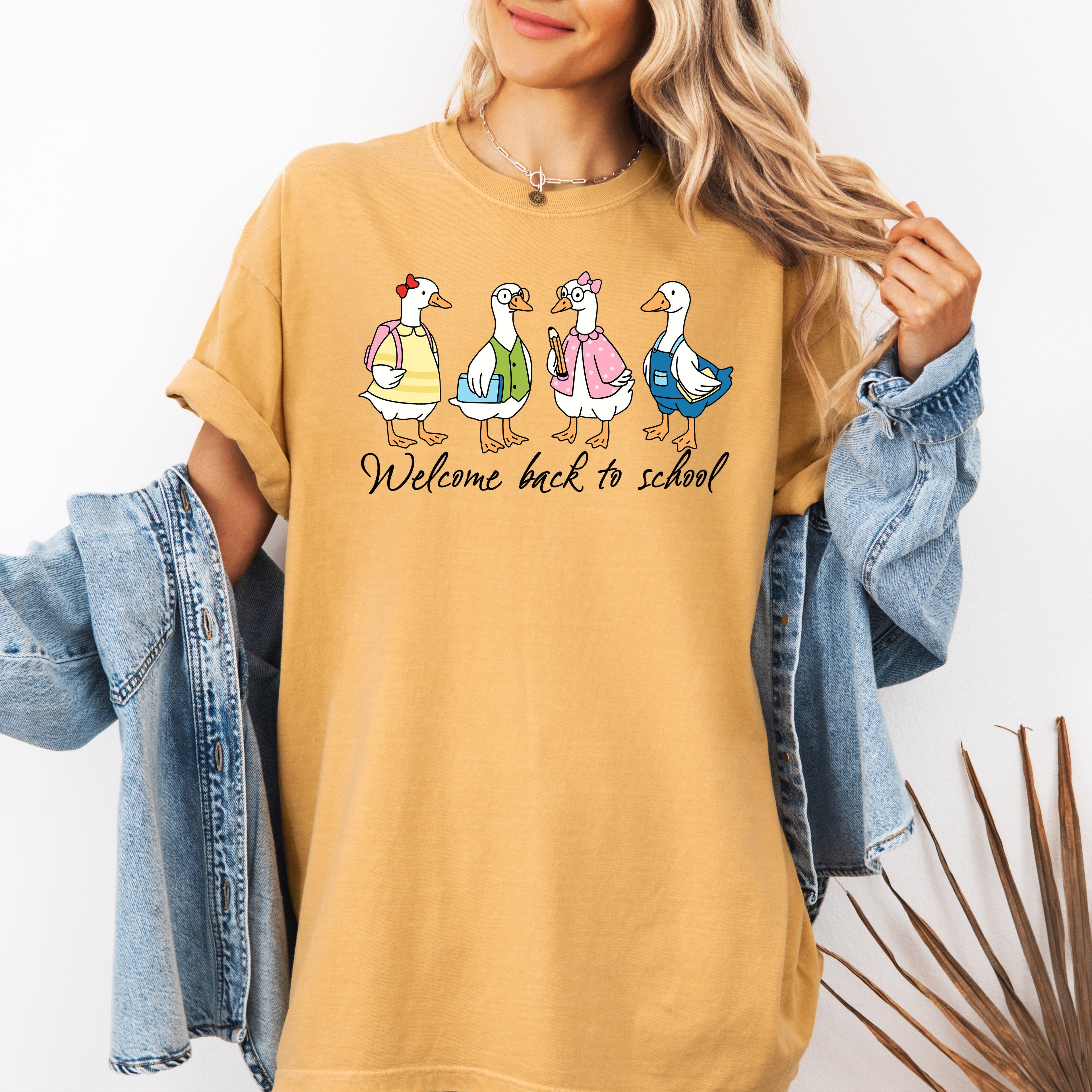 Back to School, Teacher, Goose, Funny, First Day of School, Cute, Teacher Appreciation, Coquette, Comfort Colors T-Shirt