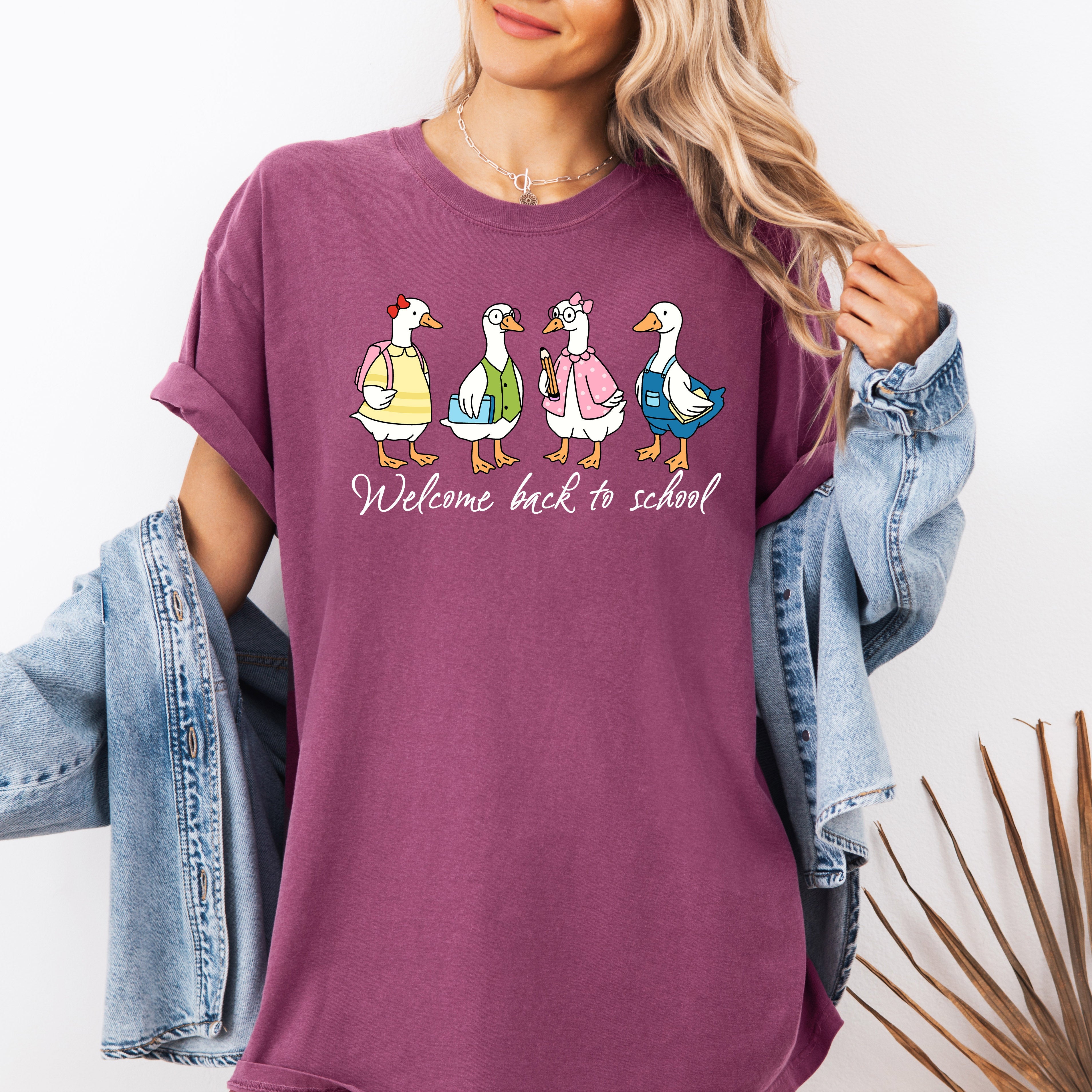 Back to School, Teacher, Goose, Funny, First Day of School, Cute, Teacher Appreciation, Coquette, Comfort Colors T-Shirt
