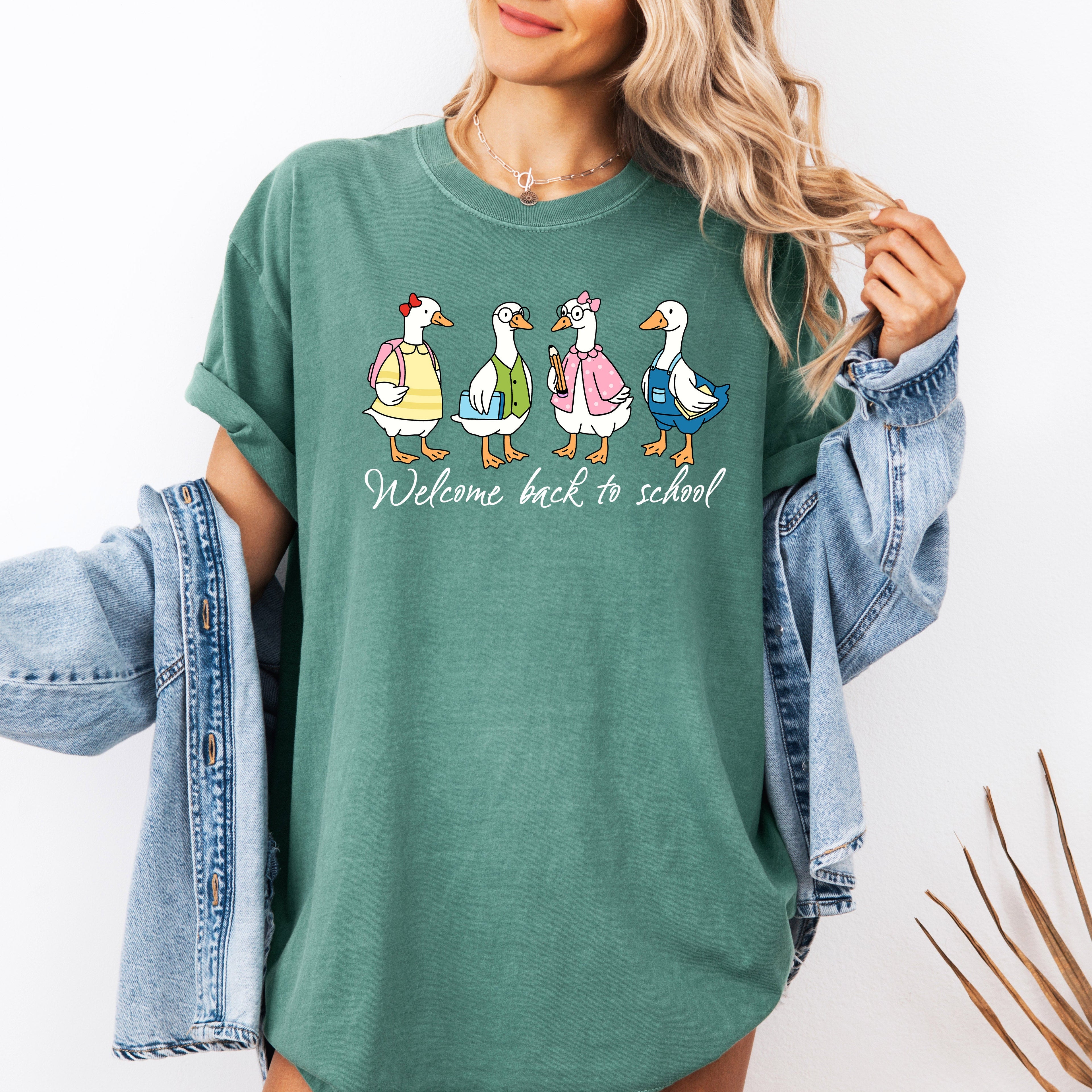 Back to School, Teacher, Goose, Funny, First Day of School, Cute, Teacher Appreciation, Coquette, Comfort Colors T-Shirt