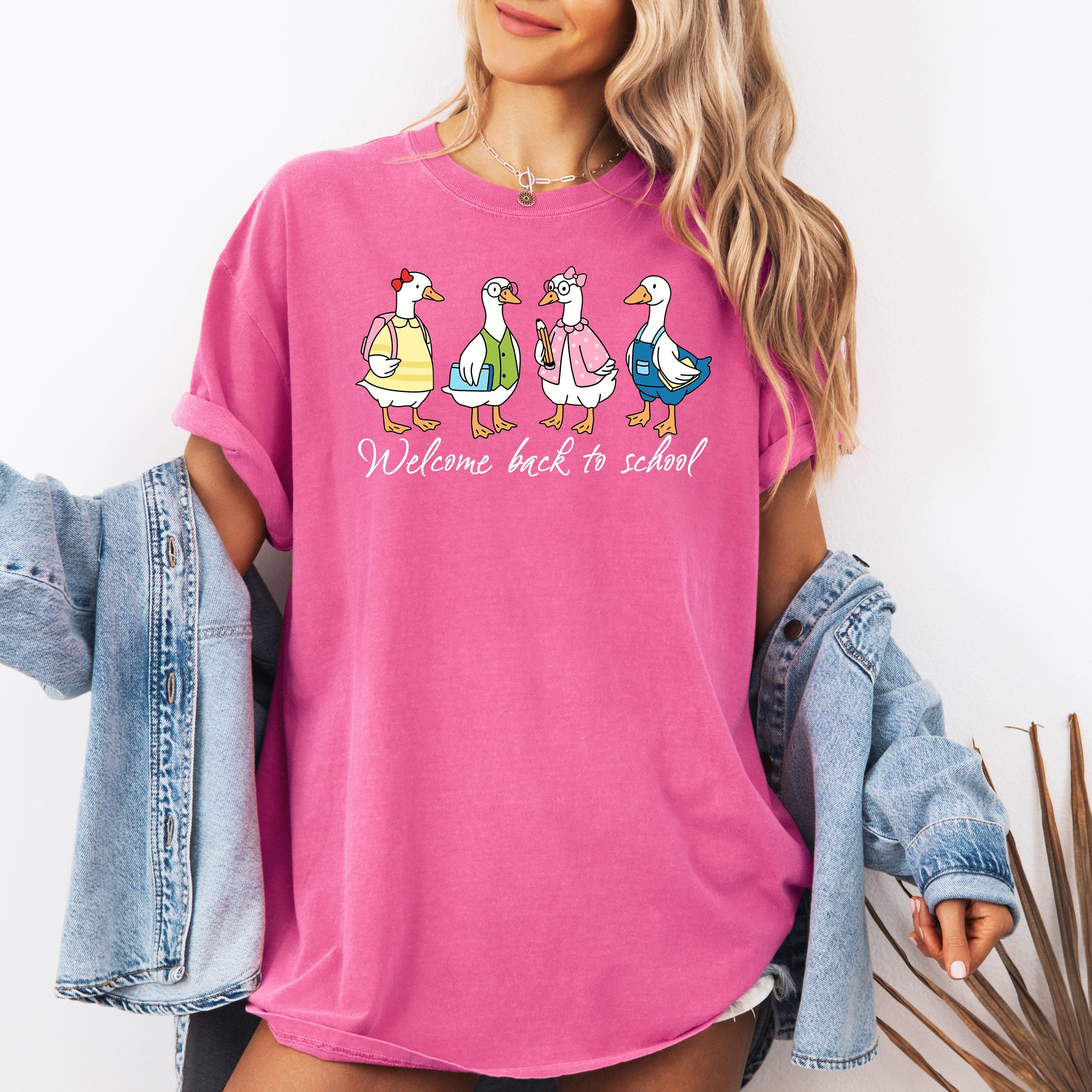 Back to School, Teacher, Goose, Funny, First Day of School, Cute, Teacher Appreciation, Coquette, Comfort Colors T-Shirt