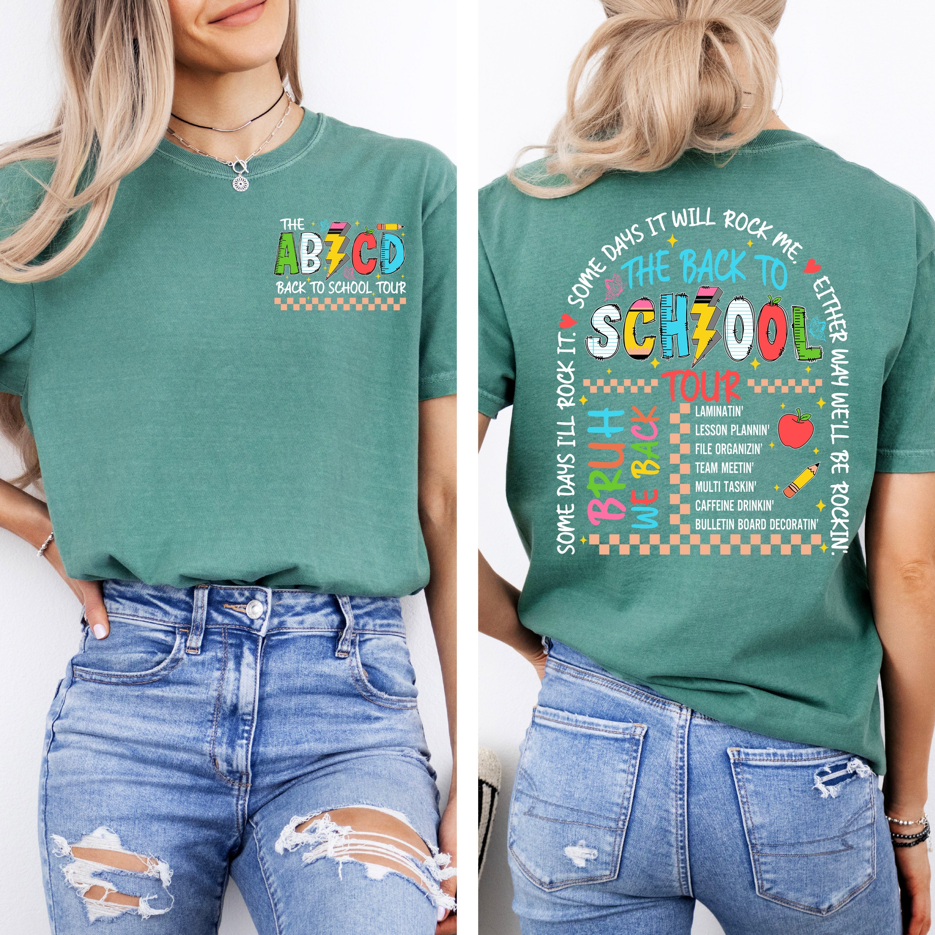 ABCD Back To School Tour, Teacher, Front and Back, First Day of School, Cute, Teacher Appreciation, Coquette, Comfort Colors T-Shirt