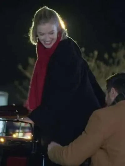 Kabby Borders Christmas in Mistletoe Black Wool Coat