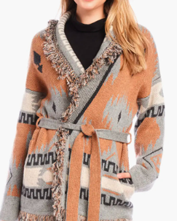 Sistas S09 Ebony Obsidian Aztec Print Cardigan Shopotiny