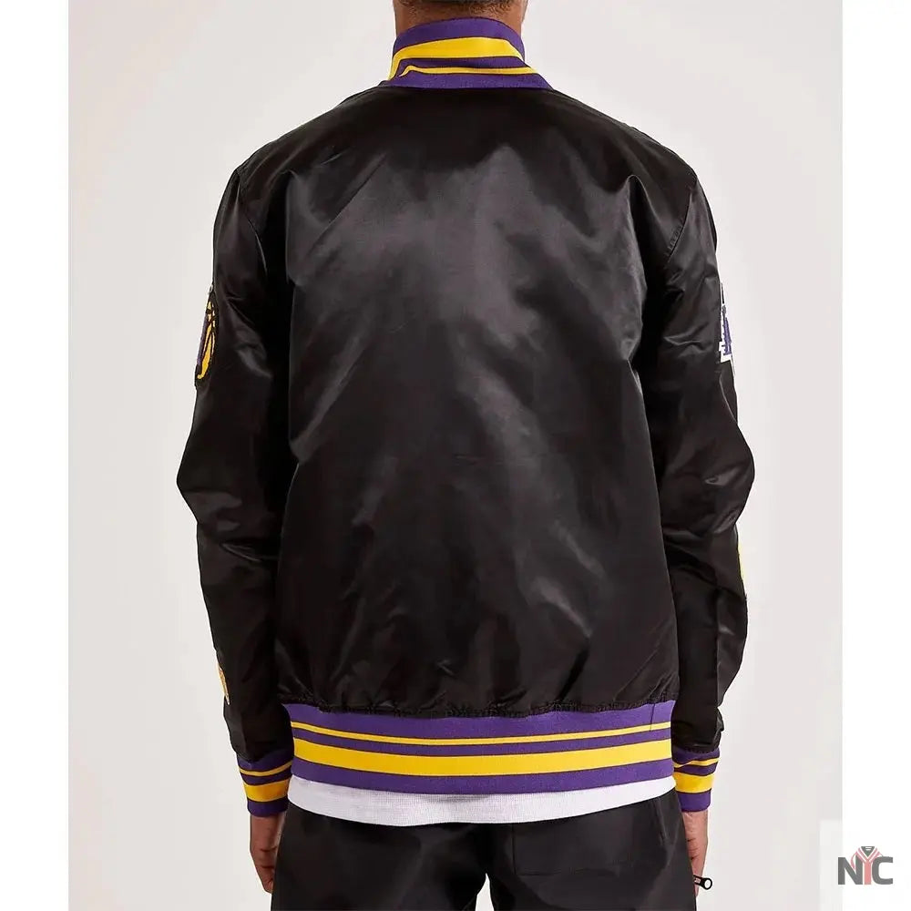 LA Lakers 17X Champions Varsity Satin Jacket Clanton Jacket