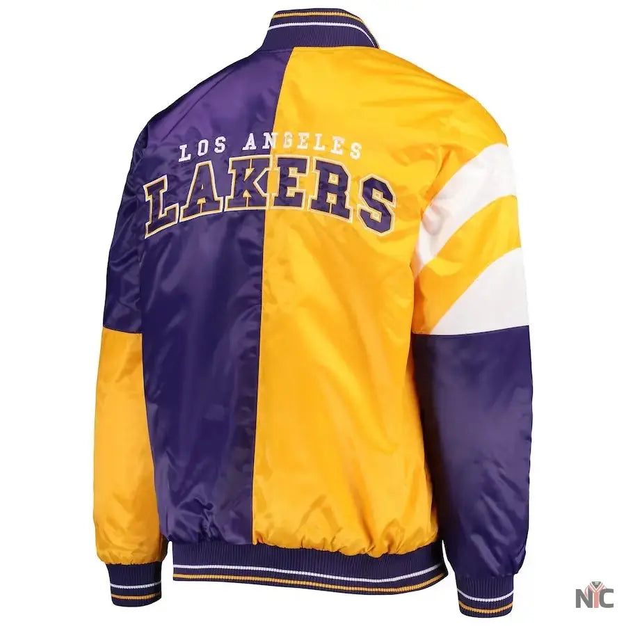 LA Lakers 75th Anniversary Leader Color Block Satin Jacket Clanton Jacket