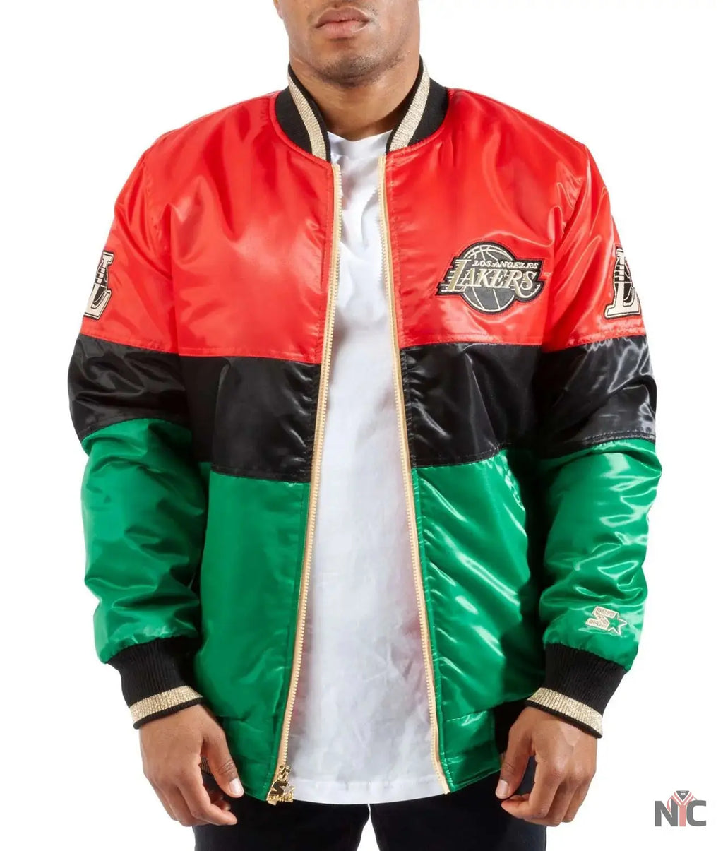 LA Lakers 75th Anniversary Satin Color Block Jacket Clanton Jacket