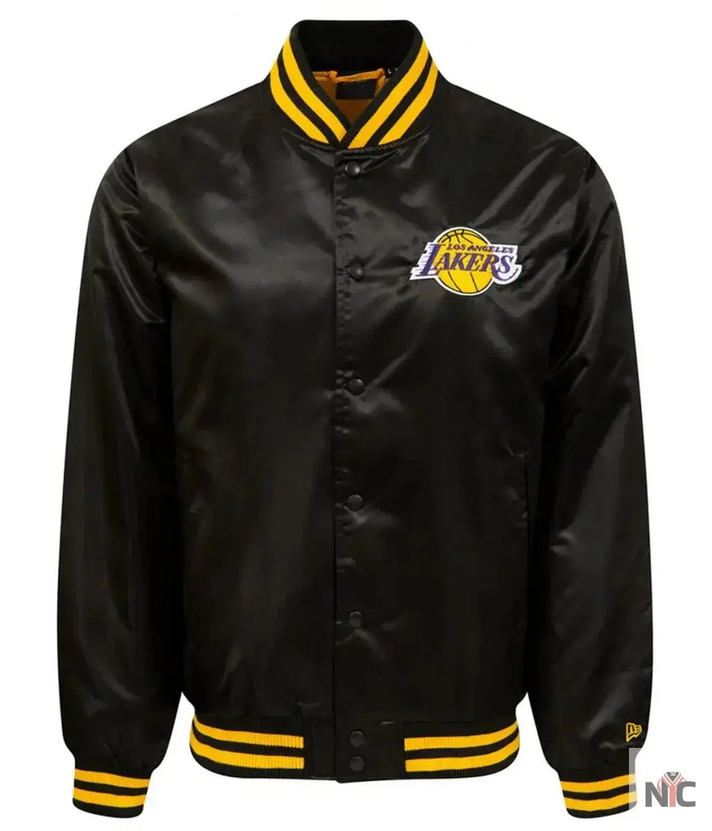 LA Lakers Black Bomber Wordmark Jacket Clanton Jacket