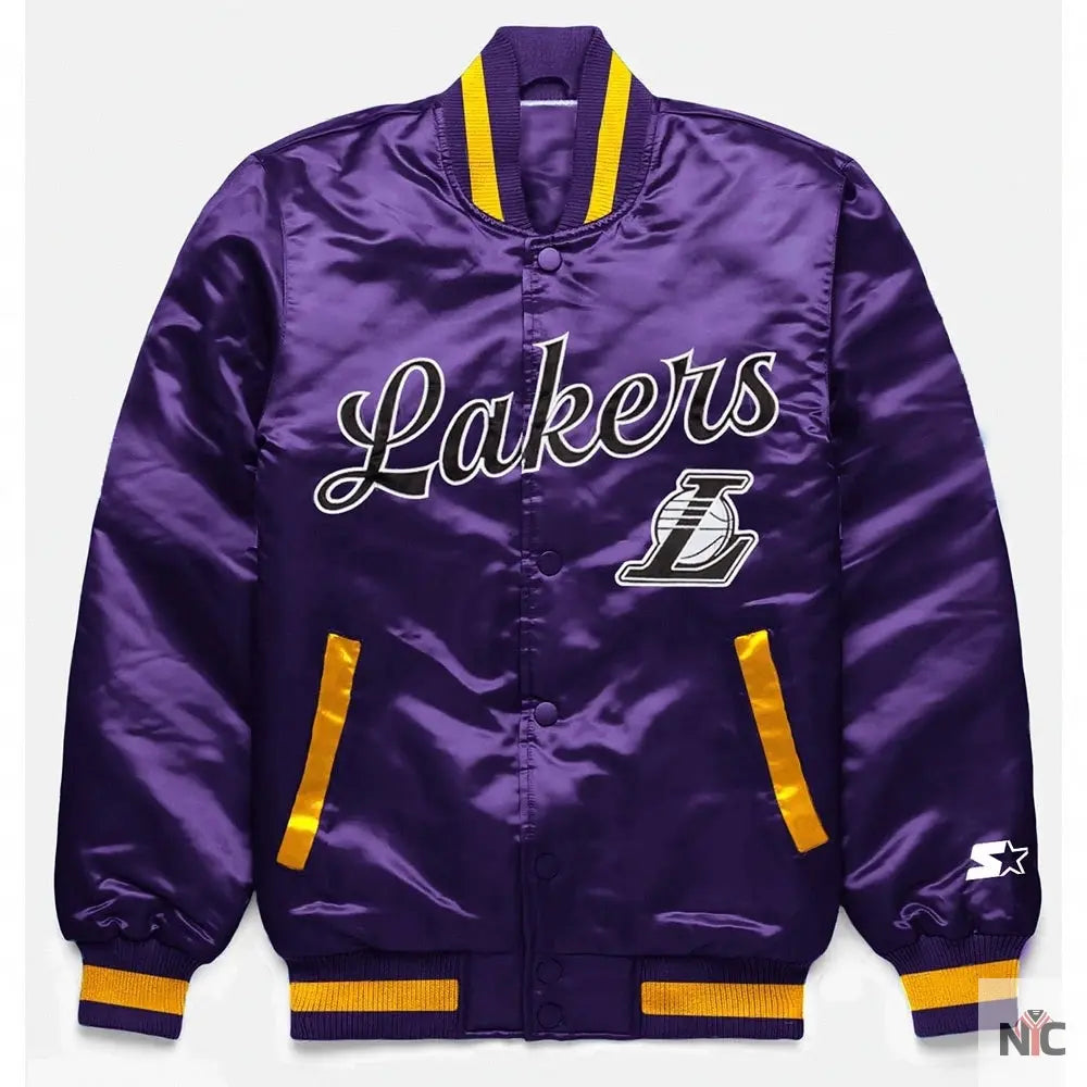 LA Lakers Exclusive Purple Satin Jacket Clanton Jacket