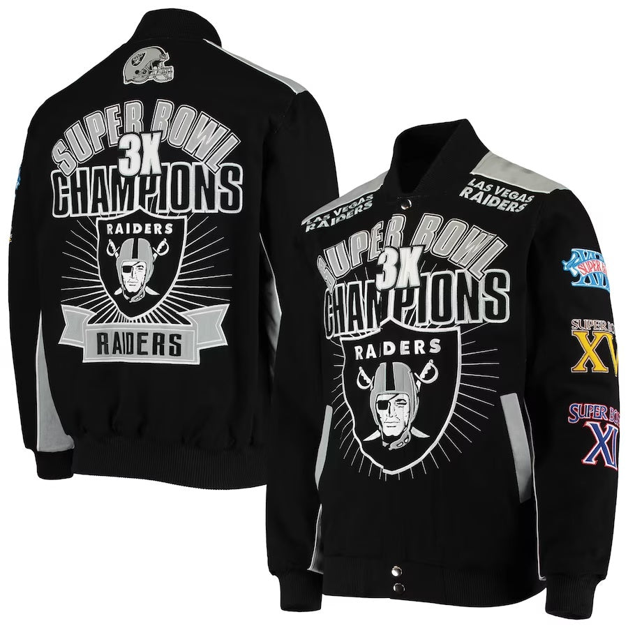 Las Vegas Raiders 3X Super Bowl Champions Full-Snap Jacket NYC Jackets