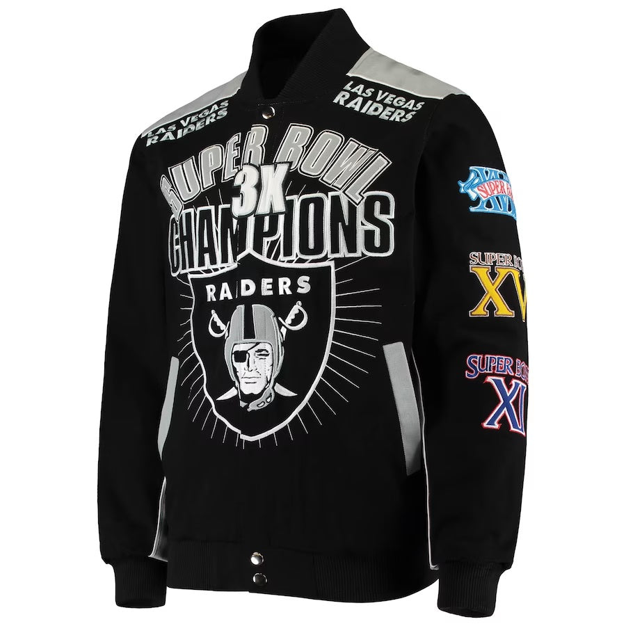 Las Vegas Raiders 3X Super Bowl Champions Full-Snap Jacket NYC Jackets