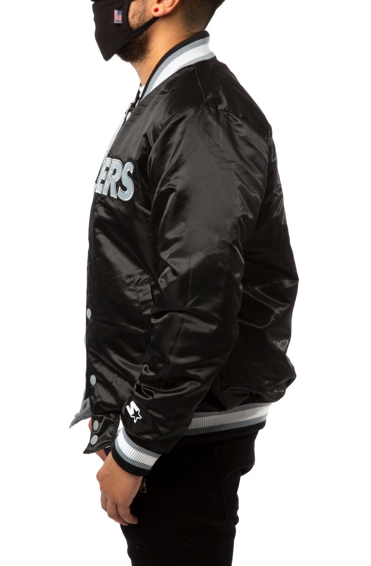 Las Vegas Raiders Black And Grey Satin Jacket NYC Jackets