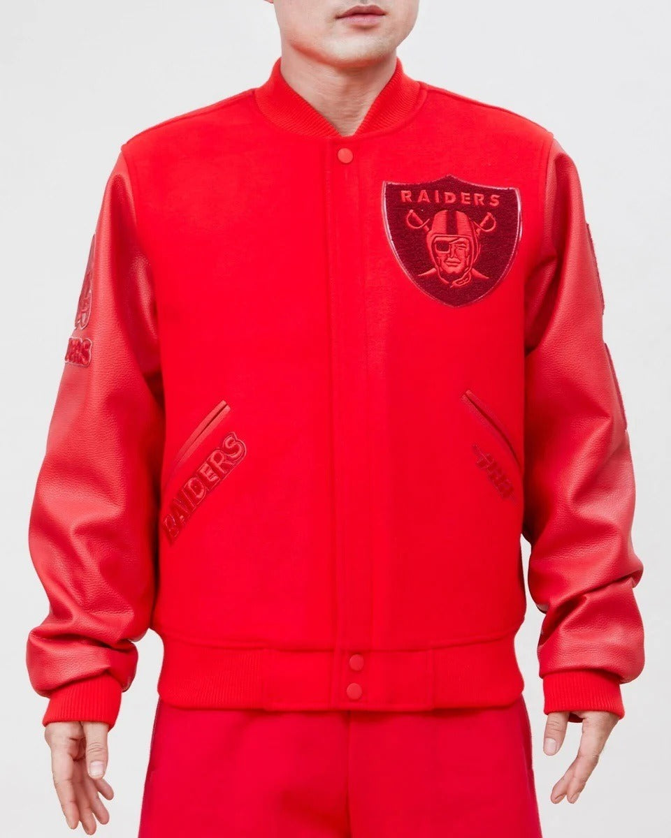 Las Vegas Raiders Classic Triple Red Wool Varsity Jacket NYC Jackets