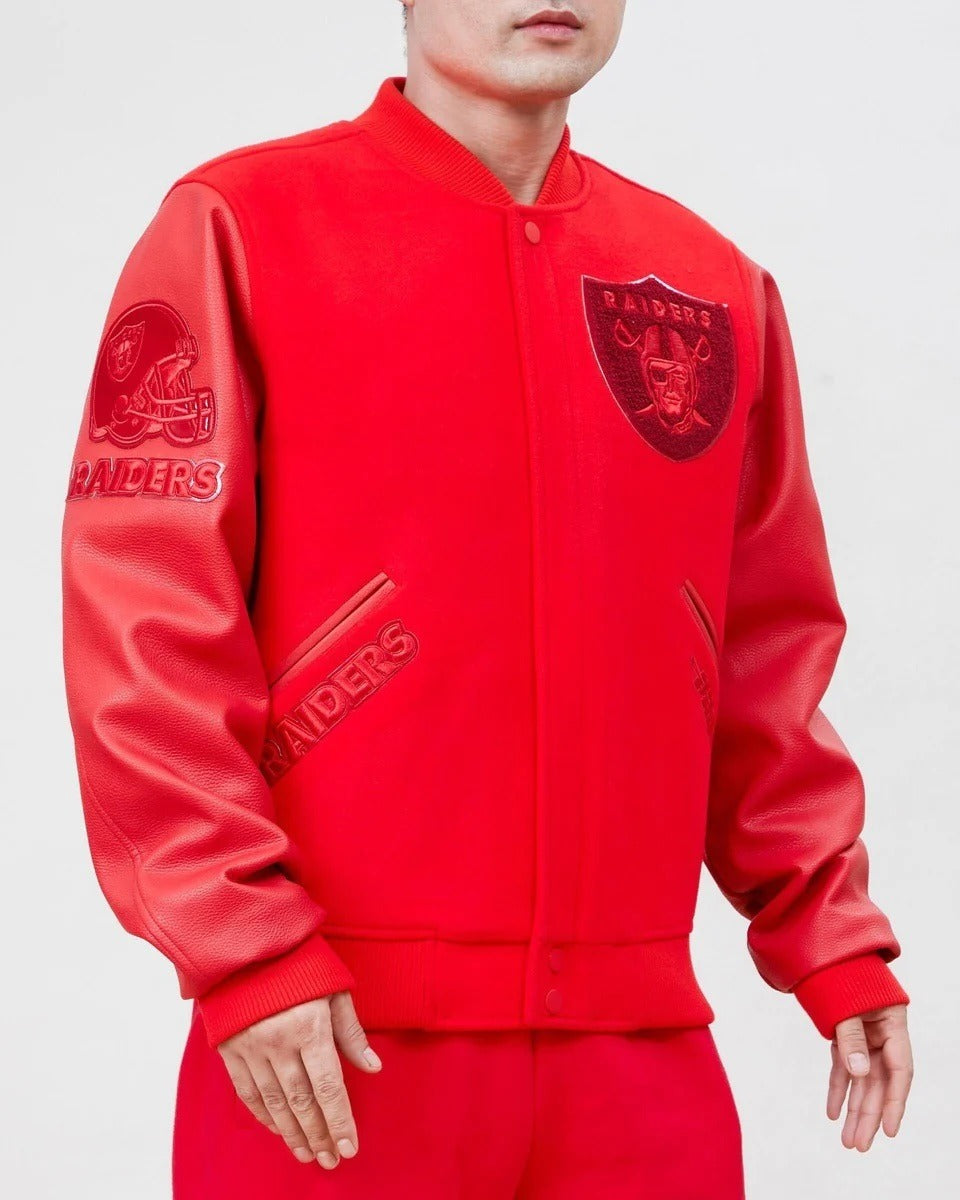 Las Vegas Raiders Classic Triple Red Wool Varsity Jacket NYC Jackets