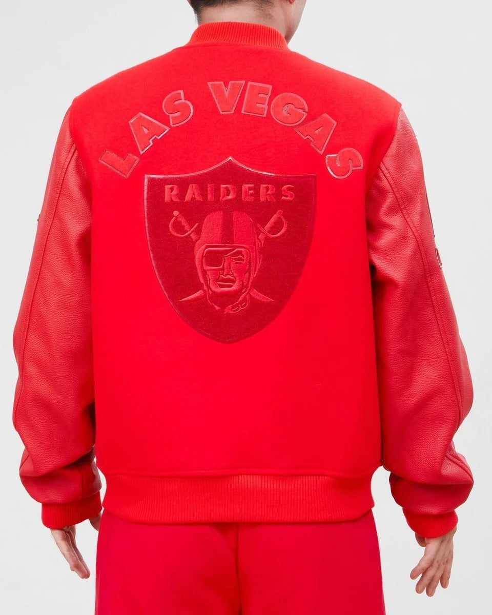 Las Vegas Raiders Classic Triple Red Wool Varsity Jacket NYC Jackets