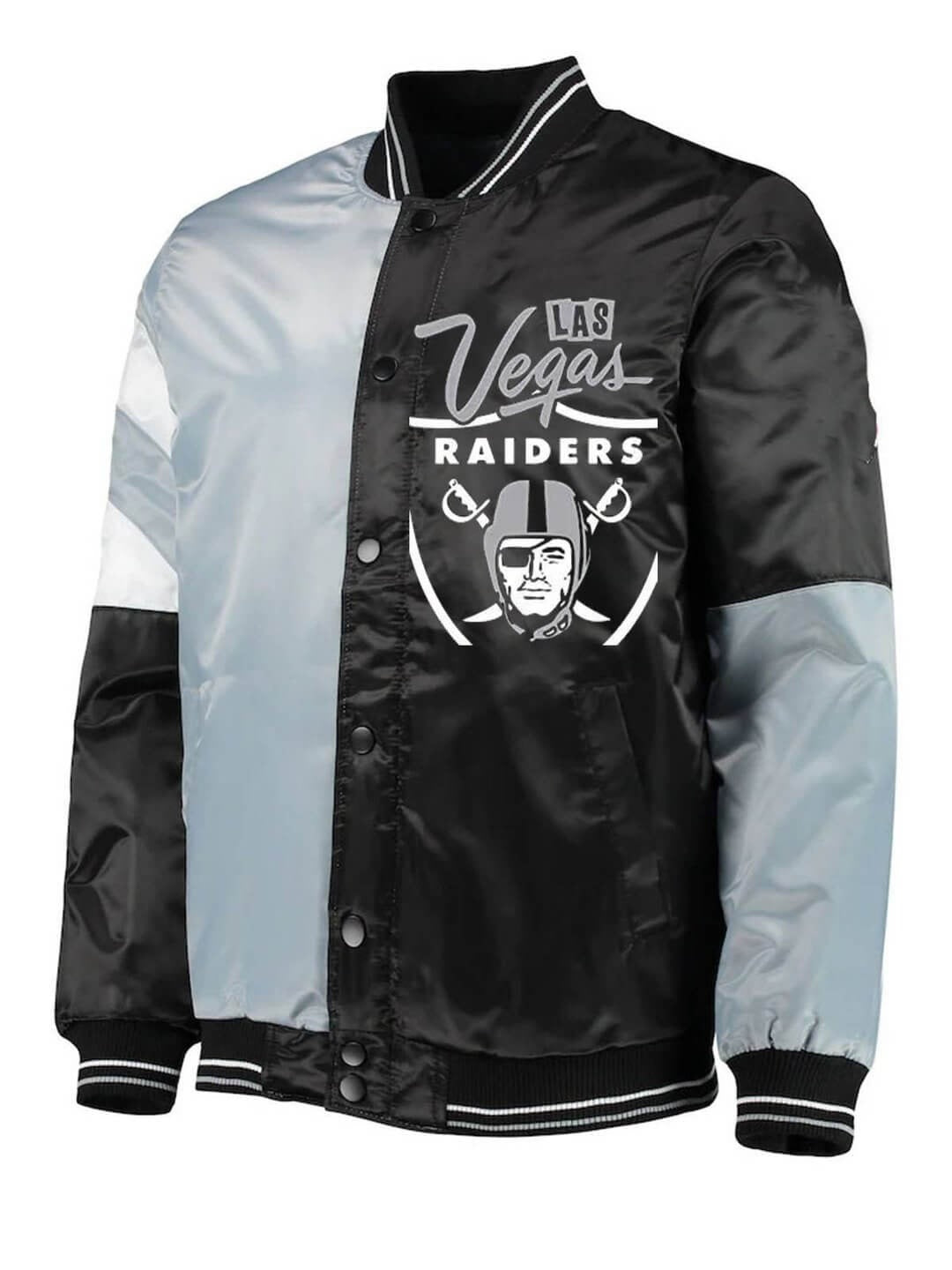Las Vegas Raiders Color Block Satin Jacket NYC Jackets