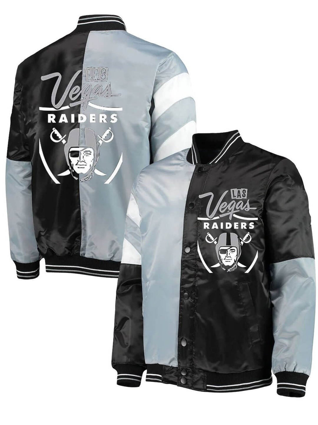Las Vegas Raiders Color Block Satin Jacket NYC Jackets