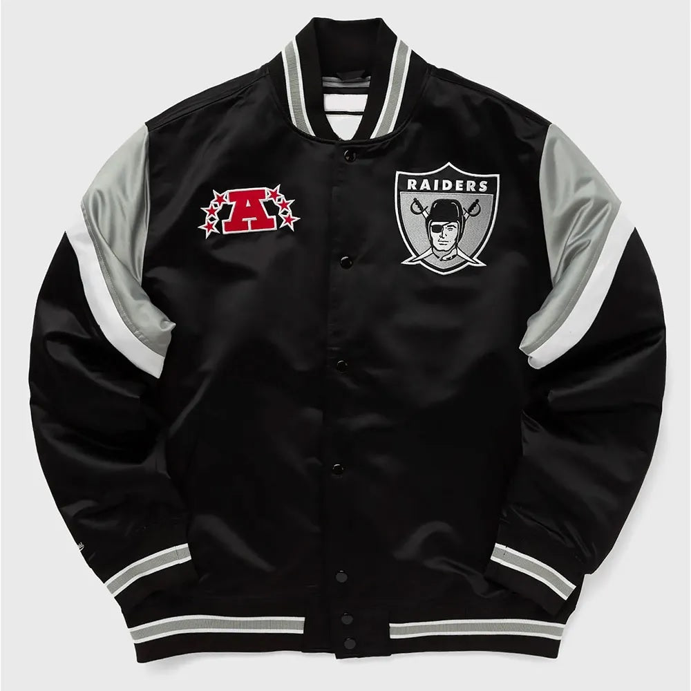 Las Vegas Raiders Heavyweight Black Satin Jacket NYC Jackets