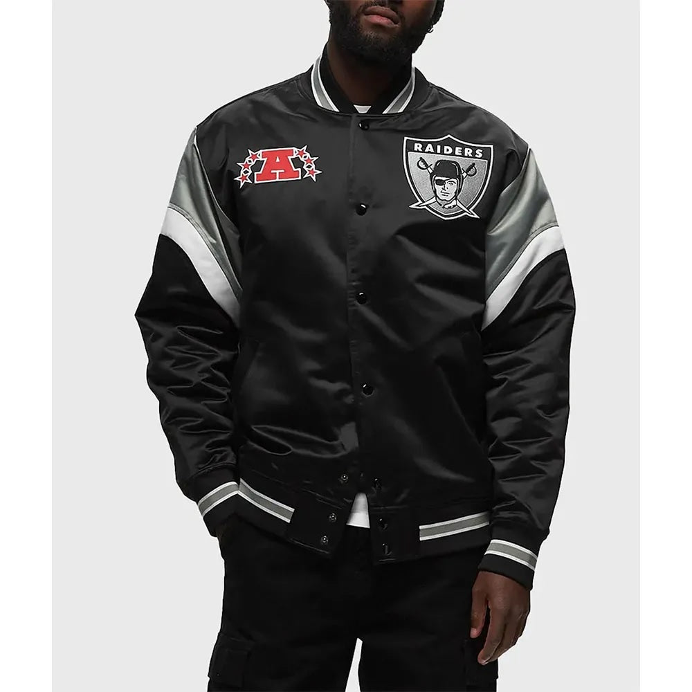 Las Vegas Raiders Heavyweight Black Satin Jacket NYC Jackets