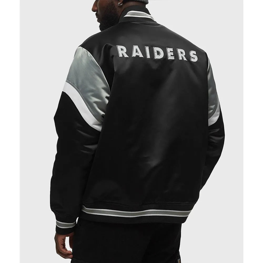 Las Vegas Raiders Heavyweight Black Satin Jacket NYC Jackets