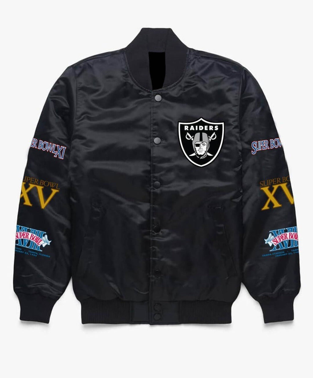 Las Vegas Raiders NFL Champions Black Satin Jacket NYC Jackets
