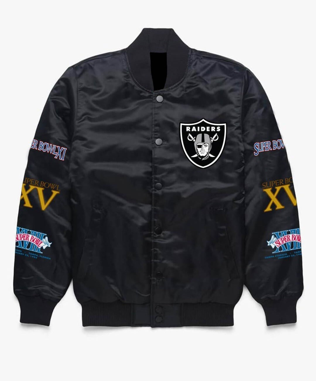 Las Vegas Raiders NFL Champions Black Satin Jacket NYC Jackets
