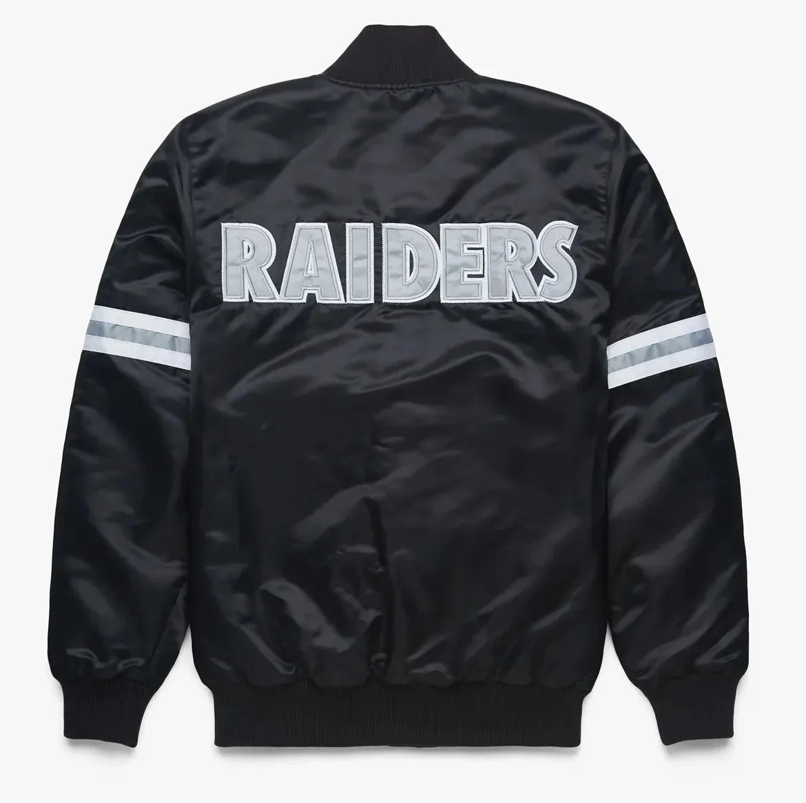 Las Vegas Raiders Striped Black Satin Jacket USA Jackets
