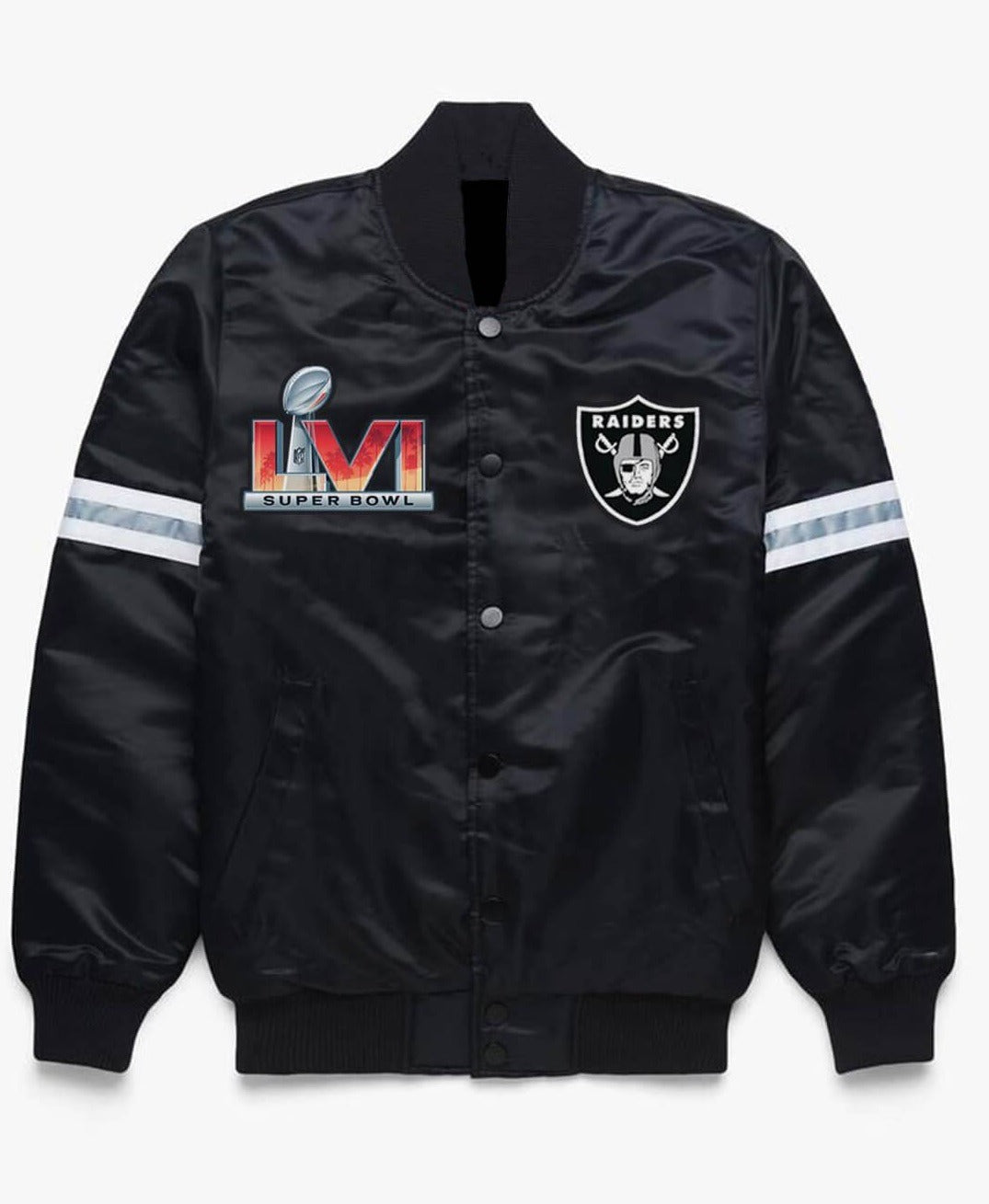 Las Vegas Raiders Super Bowl Black Satin Jacket USA Jackets
