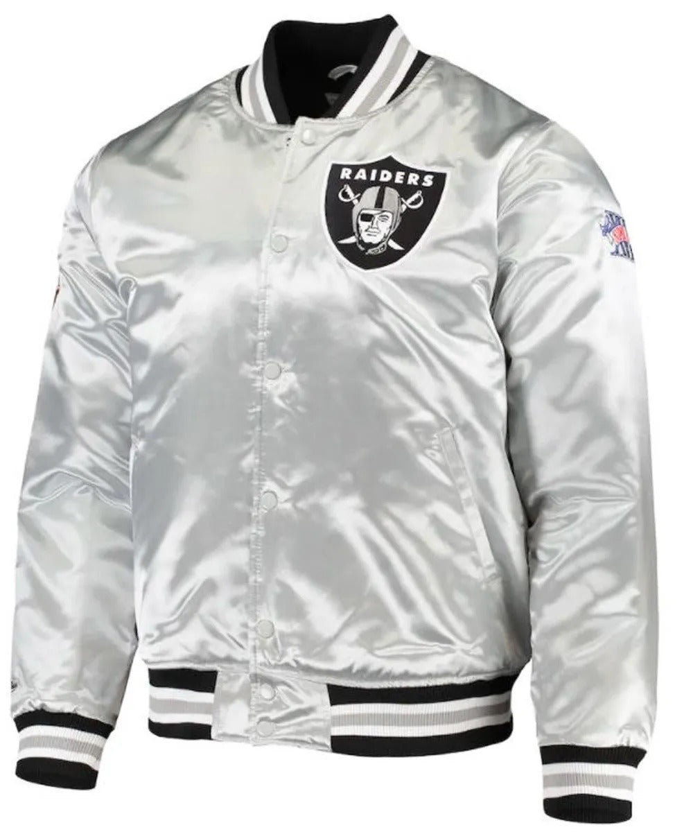 Las Vegas Raiders Super Bowl Xi Silver Satin Jacket USA Jackets