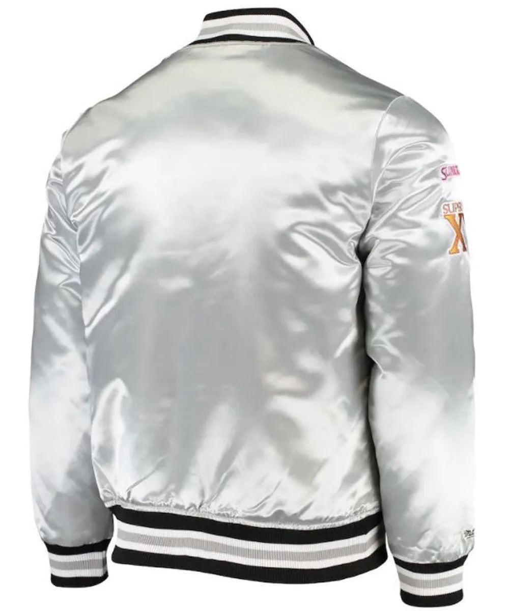 Las Vegas Raiders Super Bowl Xi Silver Satin Jacket USA Jackets
