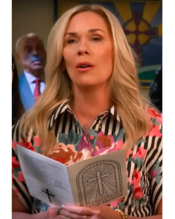 Leanne S01 Leanne Morgan Floral Striped Shirt Dress