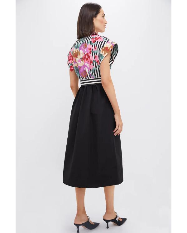 Leanne S01 Leanne Morgan Floral Striped Shirt Dress