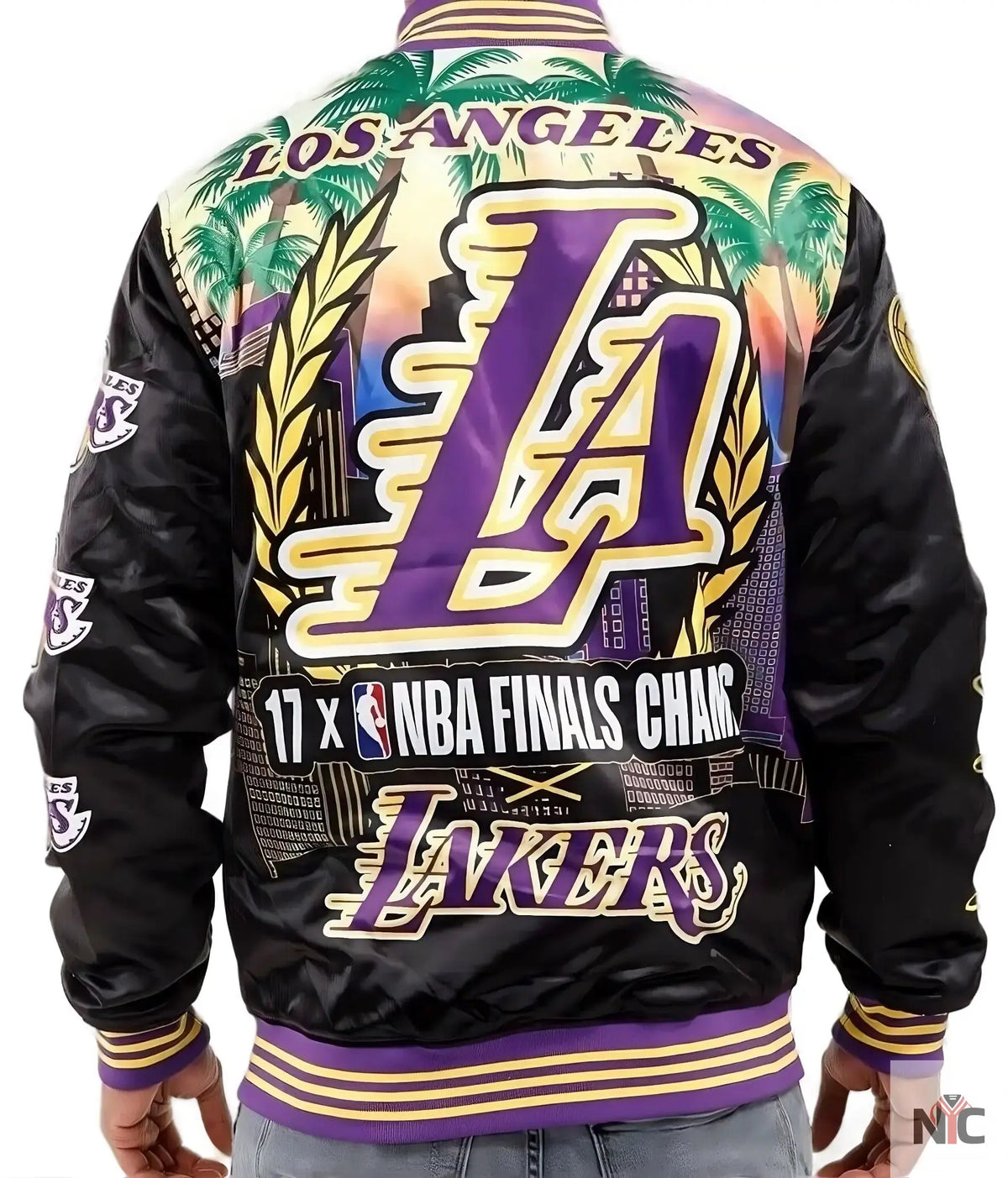 Los Angeles Lakers Black Championship Satin Jacket Clanton Jacket