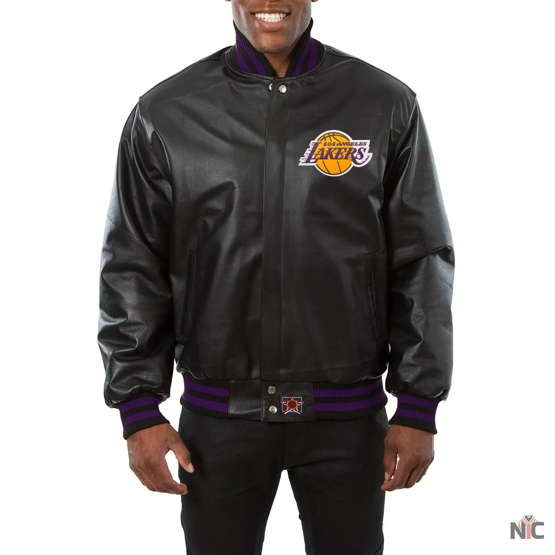 Los Angeles Lakers Black Leather Varsity Jacket Clanton Jacket