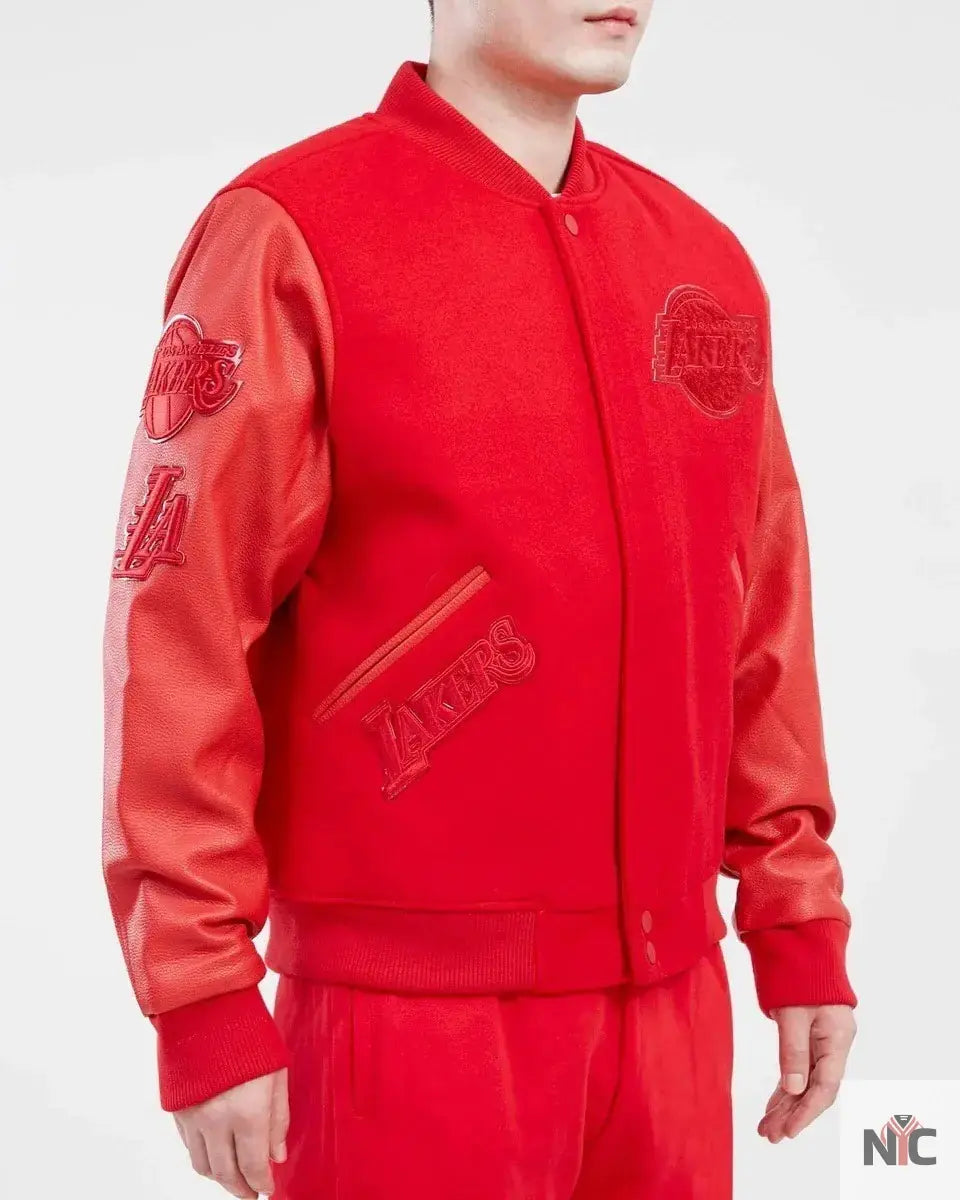 Los Angeles Lakers Classic Triple Red Varsity Jacket Clanton Jacket