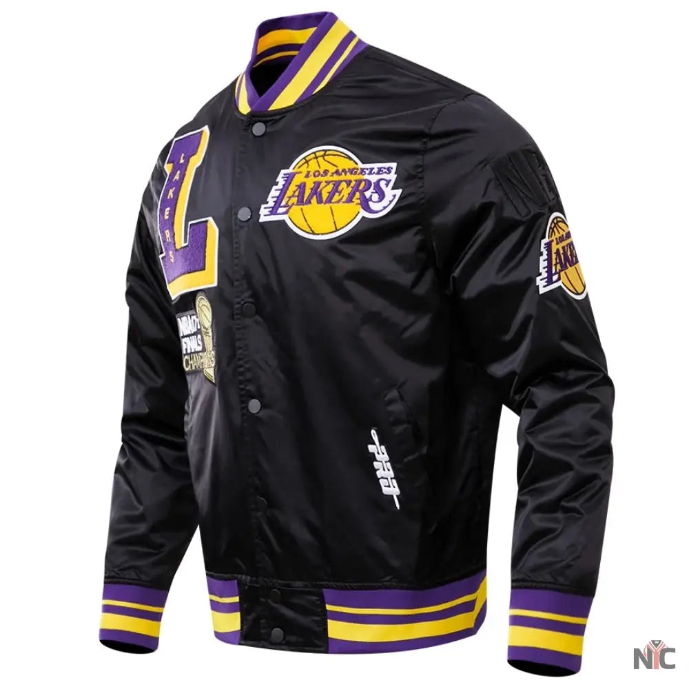 Los Angeles Lakers NBA Finals Champions Black Satin Jacket Clanton Jacket