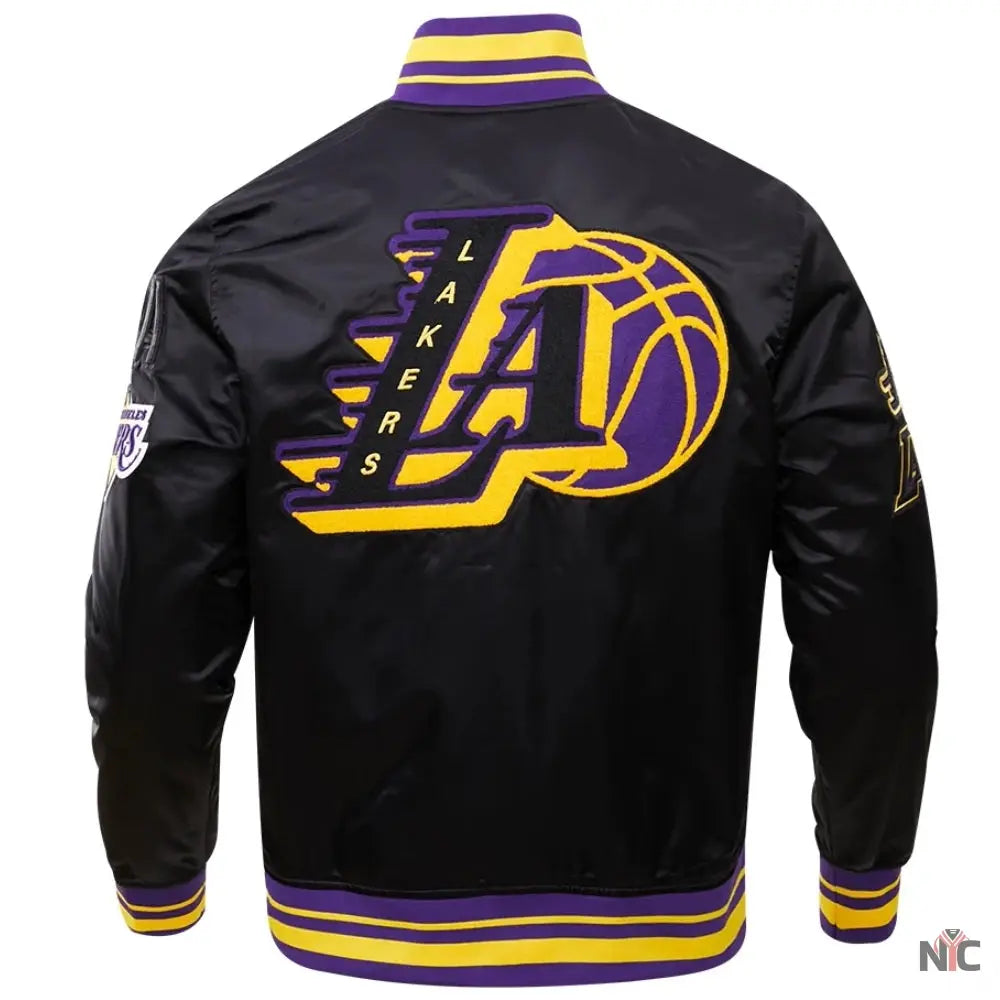 Los Angeles Lakers NBA Finals Champions Black Satin Jacket Clanton Jacket
