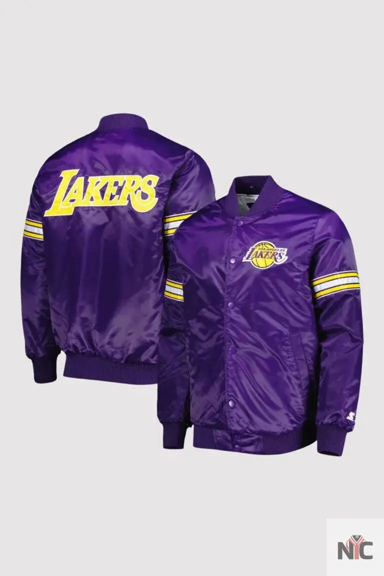 Los Angeles Lakers Pick & Roll Purple Varsity Jacket Clanton Jacket