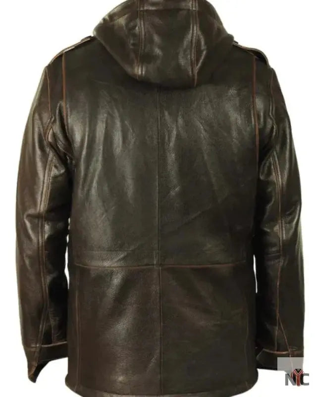M-65 Cap Brown Field Leather Military Jacket Clanton Jacket