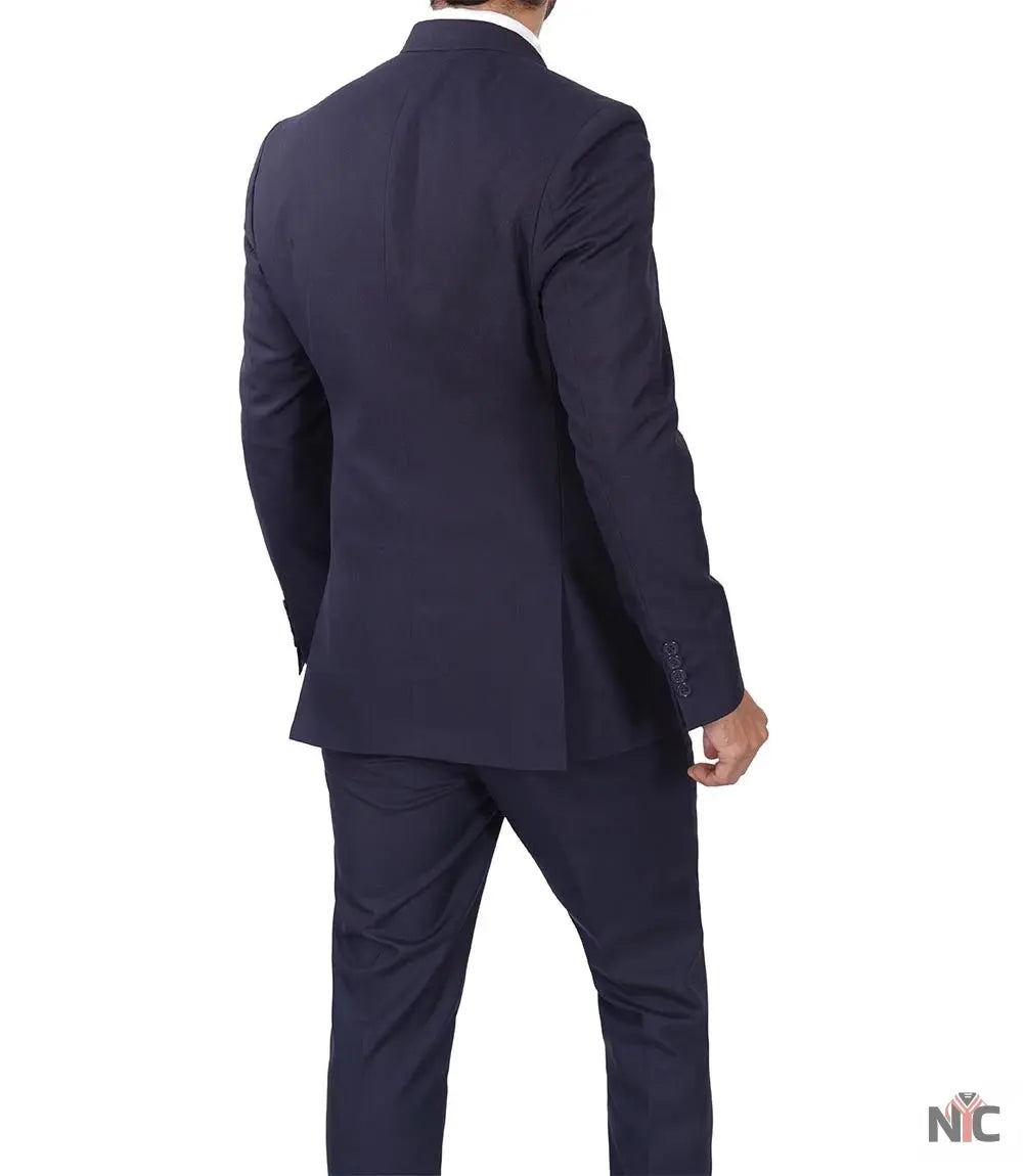 Men's Dark Blue Double Breasted Two-Piece Suit Clanton Jacket