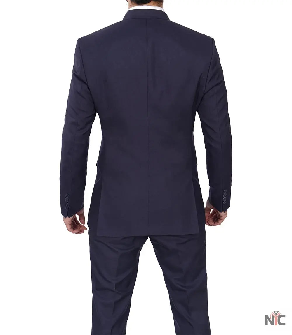 Men's Dark Blue Double Breasted Two-Piece Suit Clanton Jacket