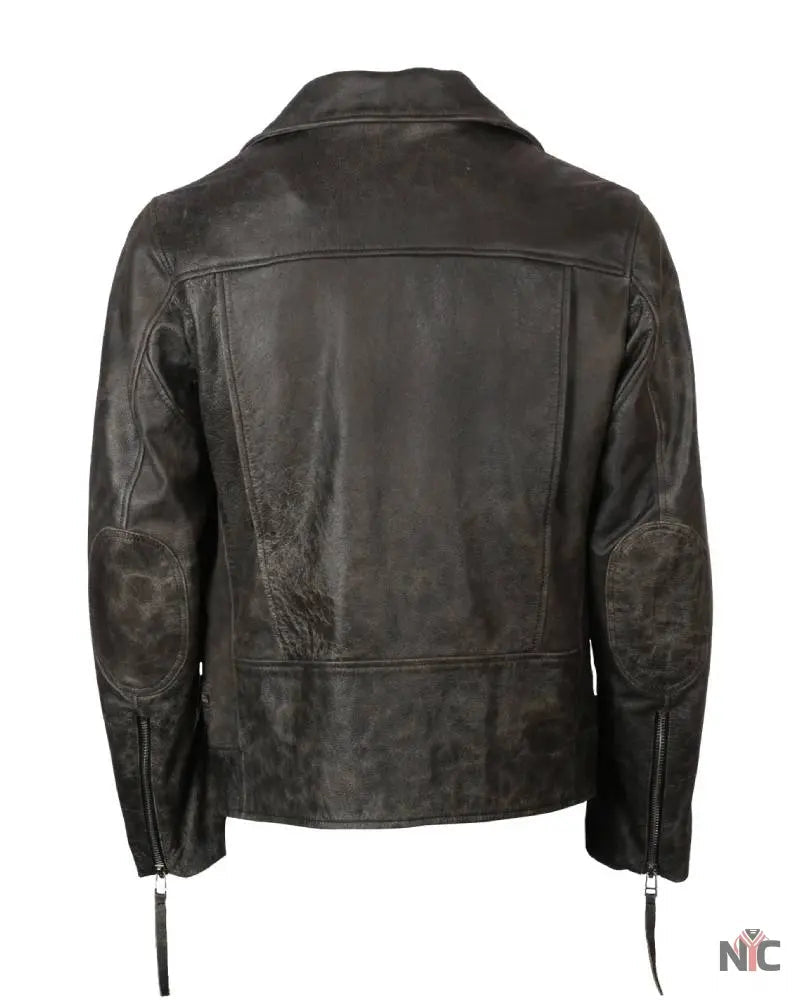 Men’s Elbow Patch Biker Leather Jacket Clanton Jacket