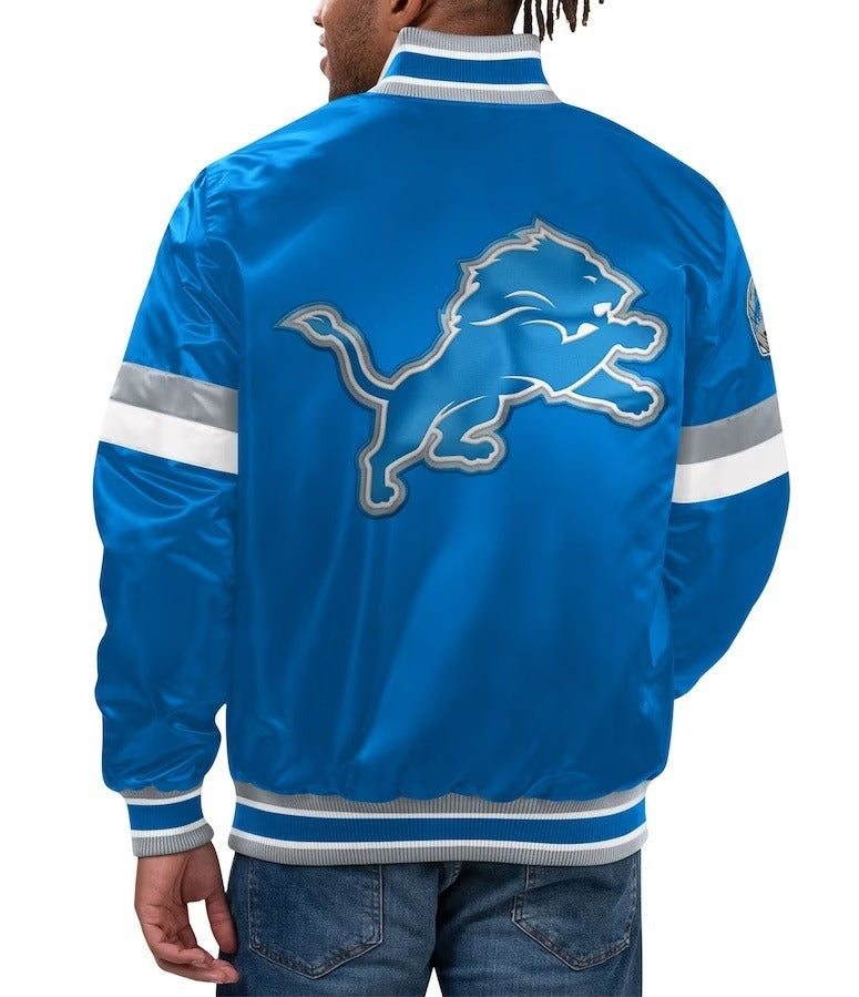 Men’s Starter Blue Detroit Lions Home Game Varsity Jacket - Trendy Layer
