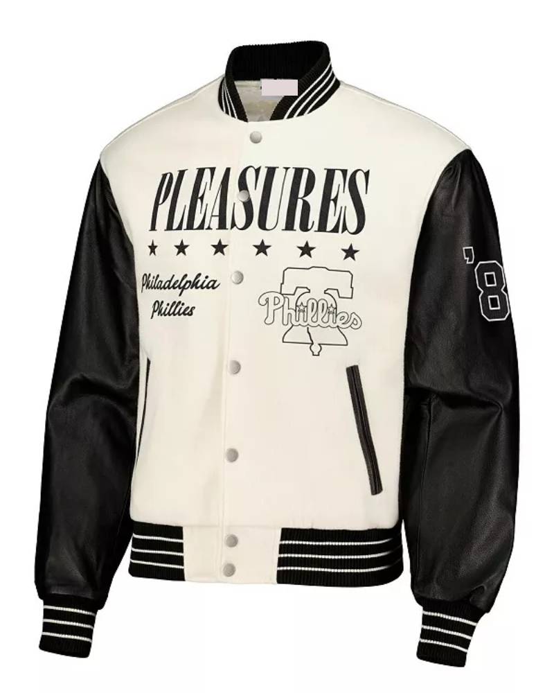 Men’s White Philadelphia Phillies Full-Snap Varsity Jacket