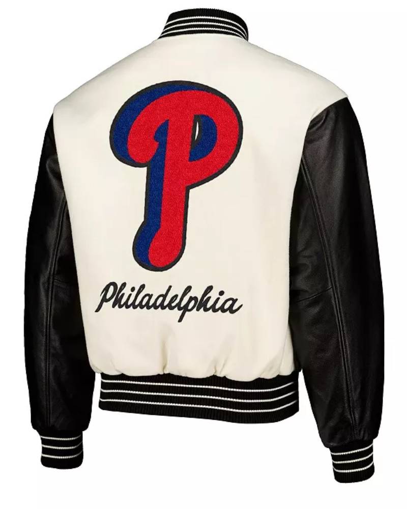 Men’s White Philadelphia Phillies Full-Snap Varsity Jacket