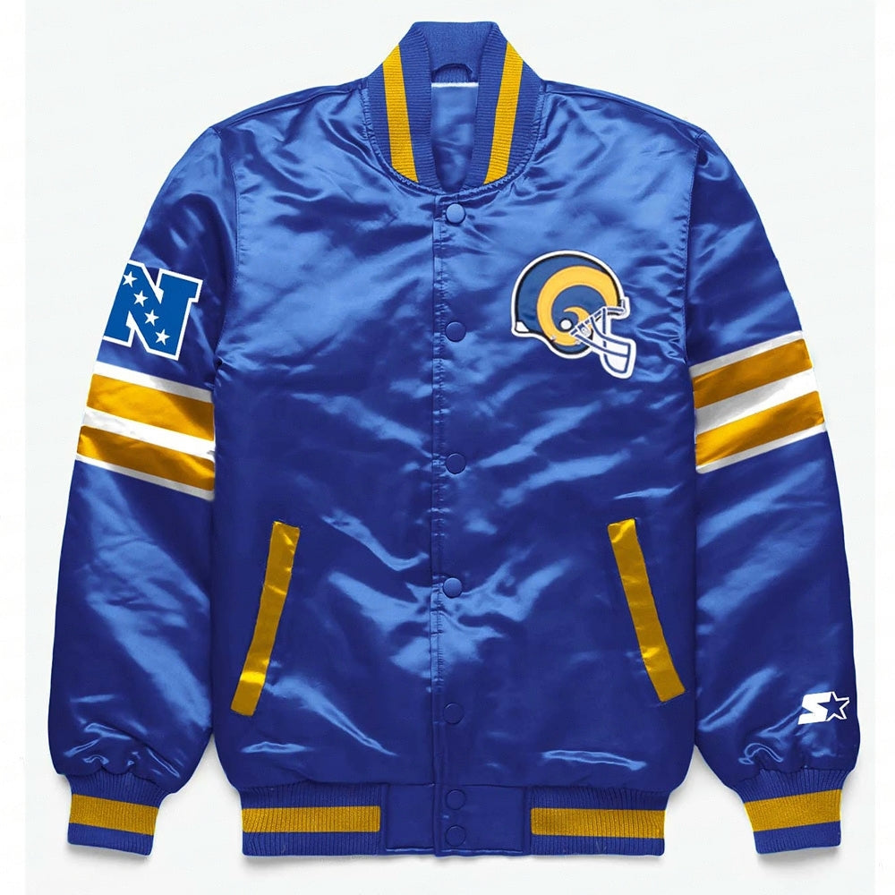 LA Rams Exclusive Blue Satin Jacket USA Jackets