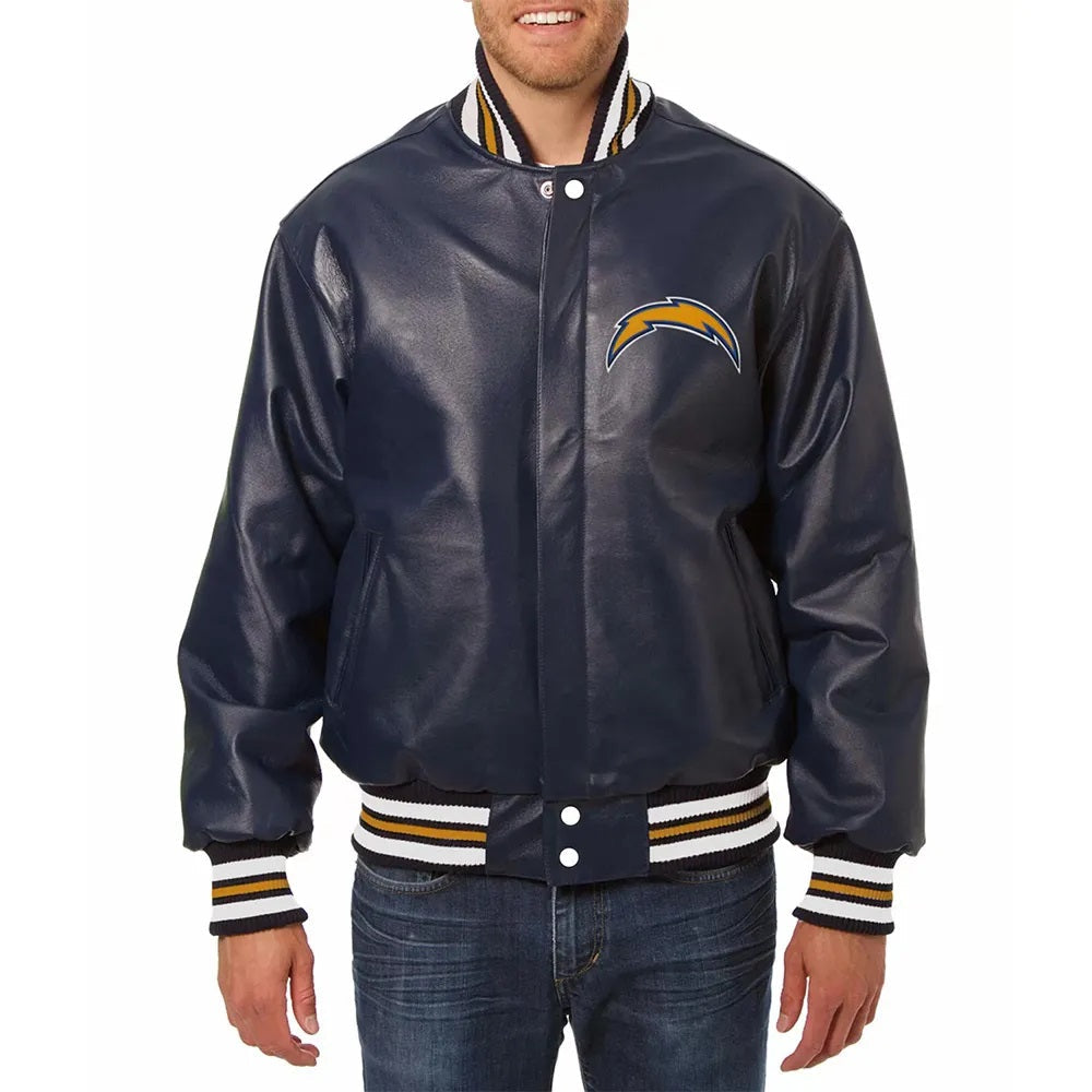 LA Chargers Varsity Blue Leather Jacket USA Jackets