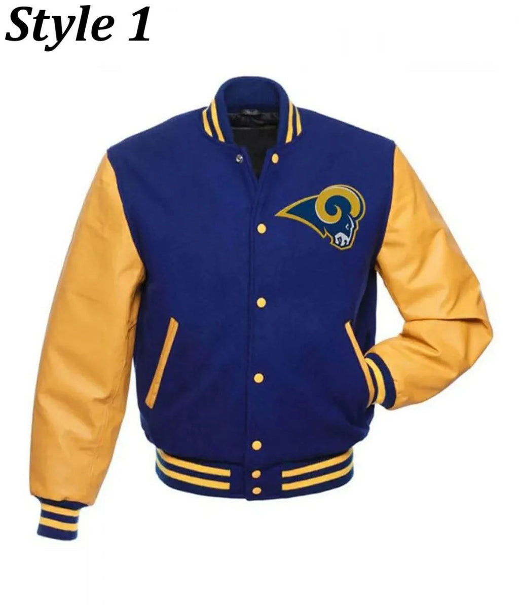LA Rams Blue and yellow Varsity Jacket USA Jackets