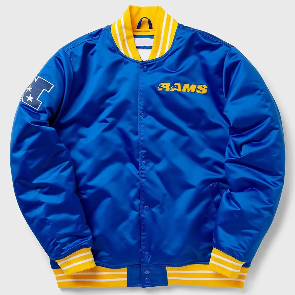 LA Rams Heavyweight Blue Satin Jacket USA Jackets