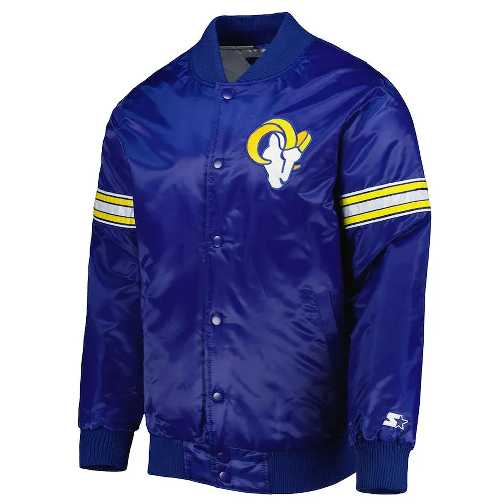 LA Rams Pick and Roll Blue Satin Jacket USA Jackets