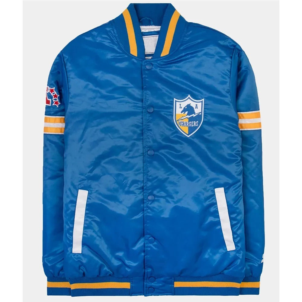 LA Chargers 30th Anniversary Blue Satin Varsity Jacket USA Jackets